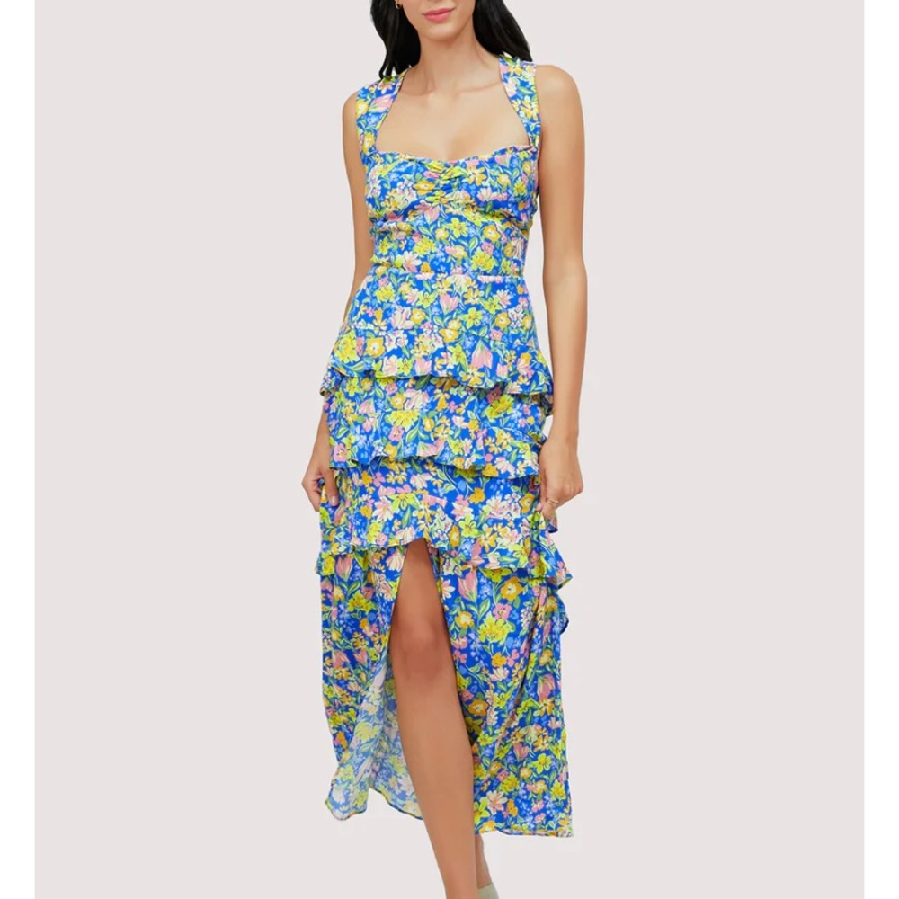 Lost + Wander Vibrant Floral Maxi Dress in Blue and Yellow